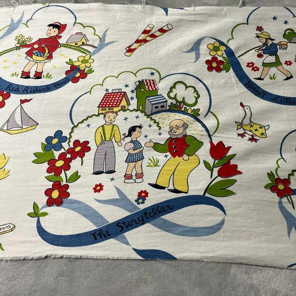 Vintage Waverly Storyteller Nursery Rhymes Cotton fabric Panel 36x 17 *READ* - Picture 3 of 16